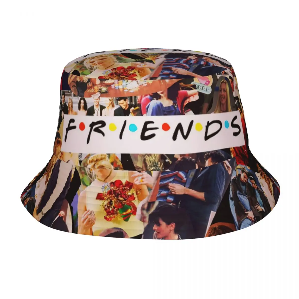 

Friends TV Show Collage Bucket Hat Spring Picnic Headwear Stuff Comedy Central Perk Fisherman Cap for Outdoor Girl Boonie Hat