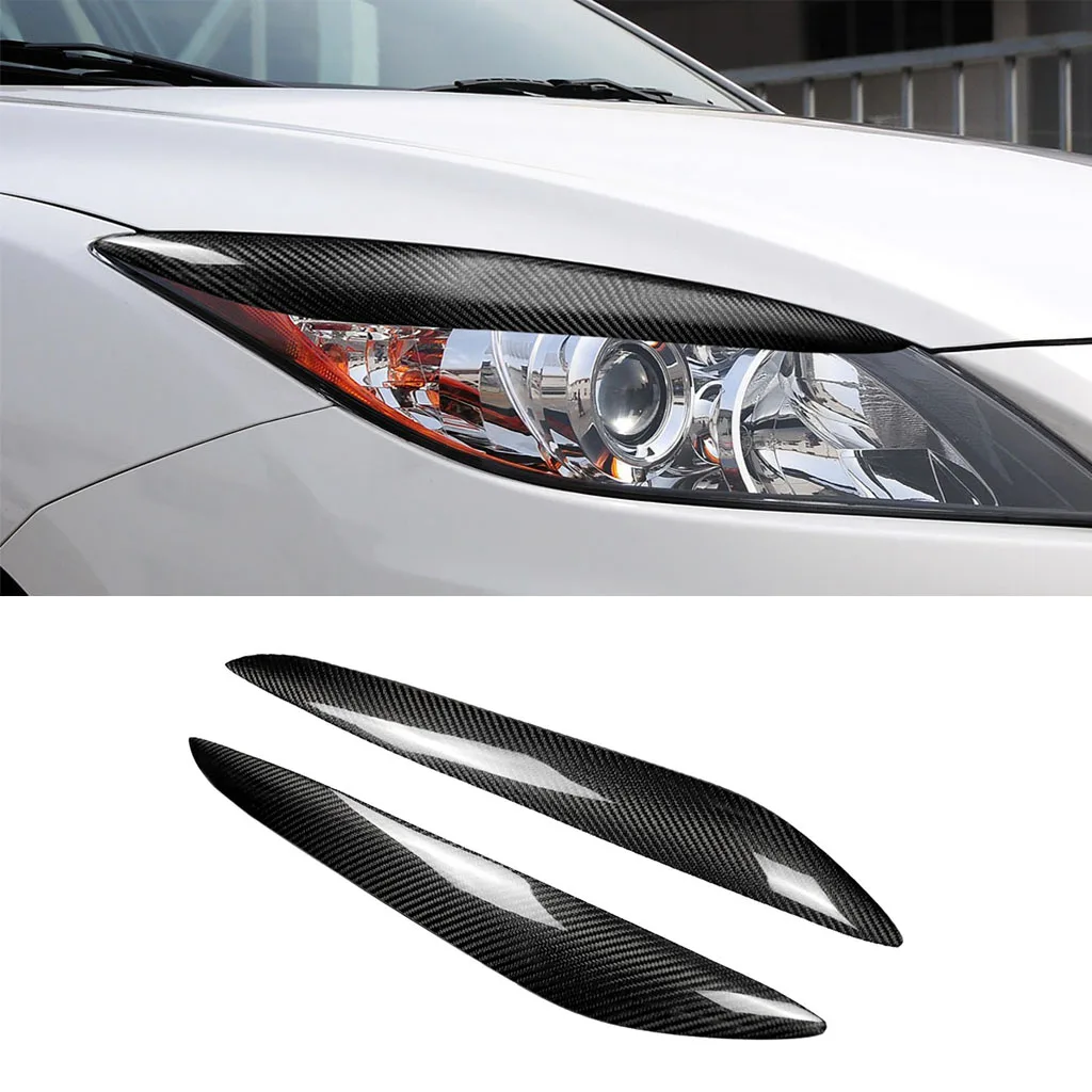 

1pair Real Carbon Fiber Car Headlights Eyebrow Eyelids Trim Cover For Mazda 3 2010 2011 2012 2013 M3 Car Accessories