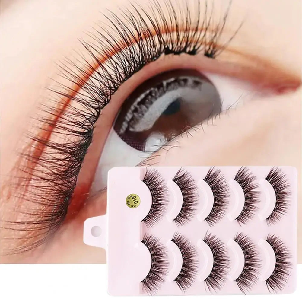 

5 Pairs/Box False Eyelashes Soft Comfortable to Wear Fiber Messy Beauty False Eyelashes for Women