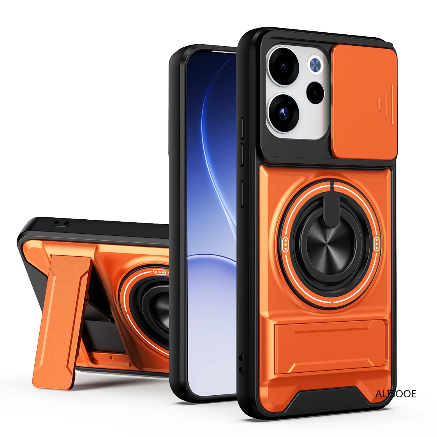 Rotatable Slide Camera Protection Ring Stand Shockproof Phone Case Cover
