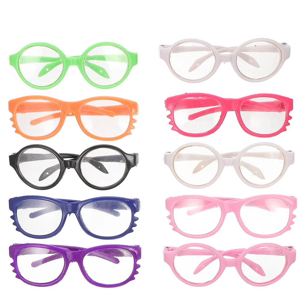 Doll Dressing Glasses Mini Glasses Doll Glasses For 12' Dolls Hippy Clear Lens Round Frame Eyewear Eye Glasses 20cm plush doll doll glasses eyeglasses plastic mini clear lens eyeglasses miniatures cotton doll accessories dollhouse props