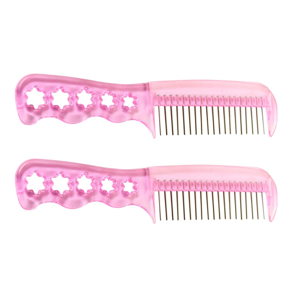 

2 Pcs Comb Hairbrush Wire Portable for Synthetic Wigs Plastic Steel Women