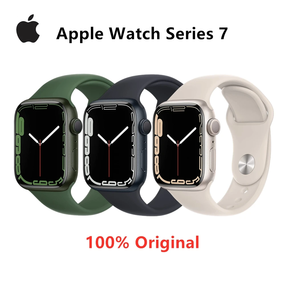 100% Originale Apple Watch Series 7 41Mm / 45Mm Apple Watch S7 Custodia In Alluminio Con Cinturino Sportivo Ios Smartwatch (Rinnovato)