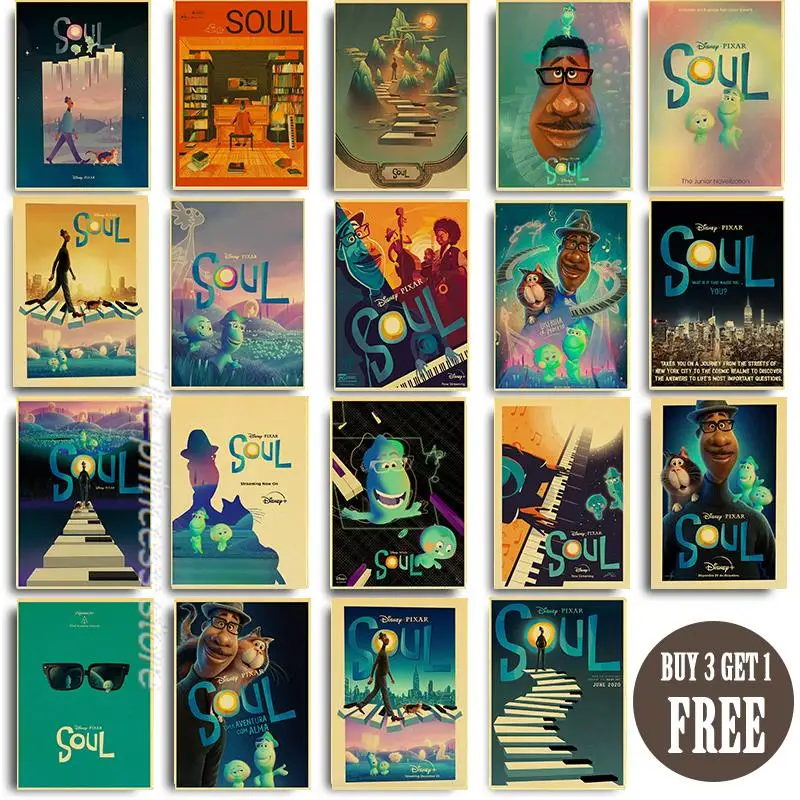 

Vintage Disney Anime Soul Posters Kraft painting Aesthetic Wall Decor Home Room Decoration Nursery Kids Room HD posters