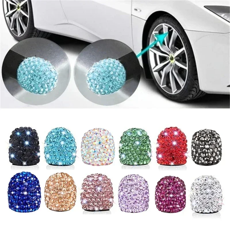 Rhinestone ABS Car Tire Valve Caps Bling Wheel Covers