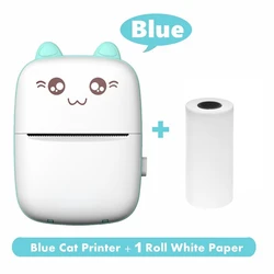 Compact Wireless Portable Photo Printer, Ink-Free Thermal Technology, 57mm Sticker Paper, 200dpi (C9 Blue with 1Roll)