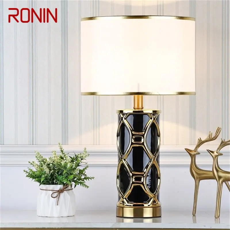 

RONIN Table Lamps Desk Luxury Contemporary Fabric Light Decorative For Home Bedside Bedroom