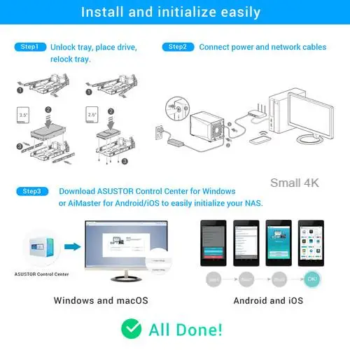Asustor NAS  HDD/SSD Ŭ,   ھ, PK Synology DS 920 +, AS5304T, 4 , 1.5 GHz   J4105
