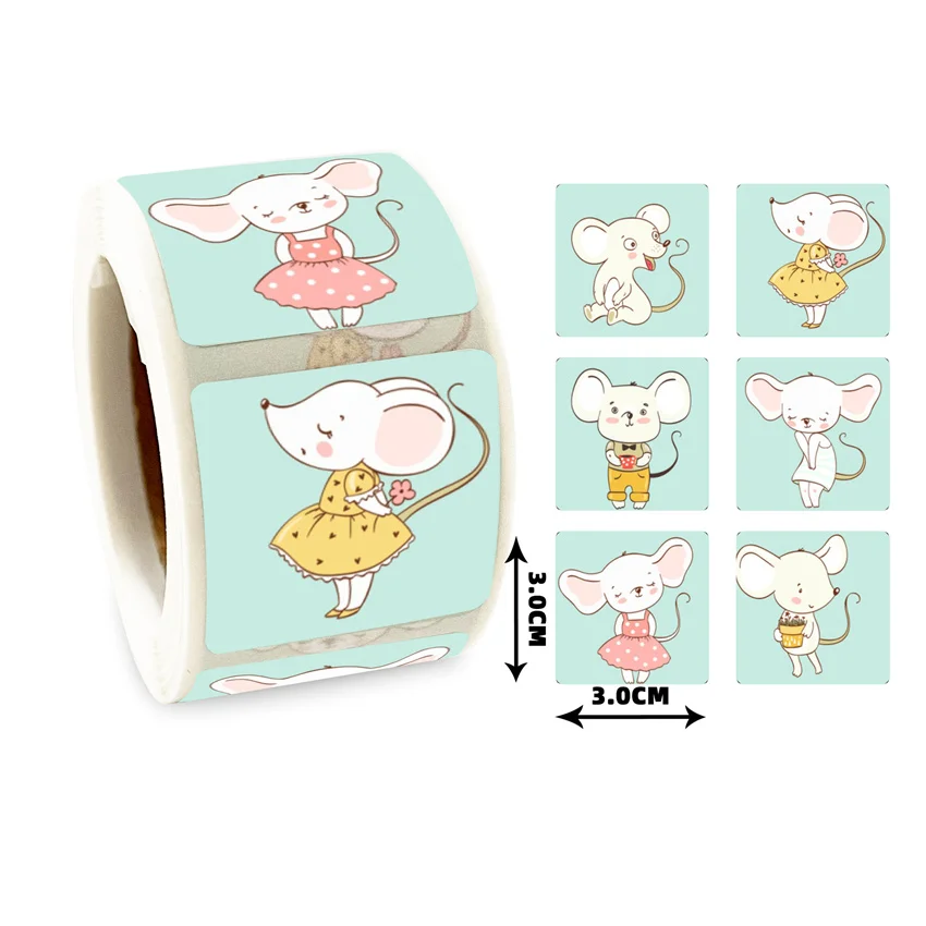 

300pcs Square Cute Animals Cartoon Stickers Thank You Sealing Labels DIY Gift Tag Kids Reward sticker kids toys party Supplies