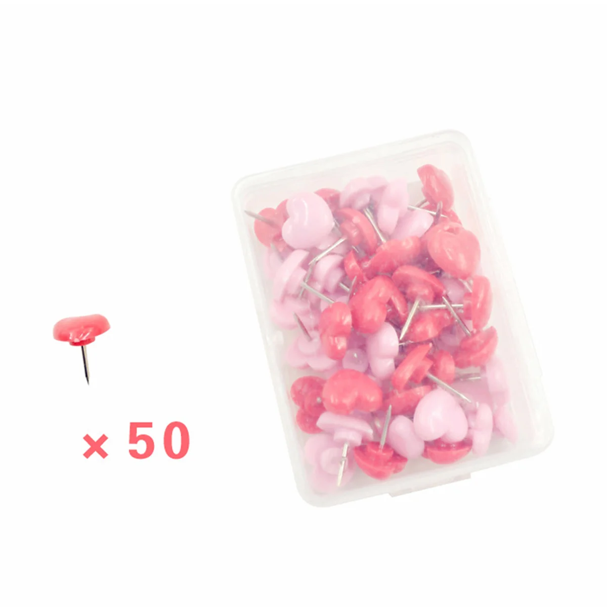 50PCS Kitchen Push Pins Heart Push Pink Red Wall Tacks Decorative for Cork Board Home and Office