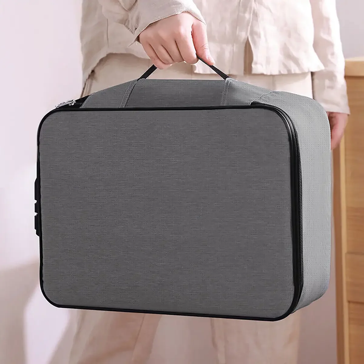 Secure Document Bag - 3-Layer File Storage Case with Combination Lock