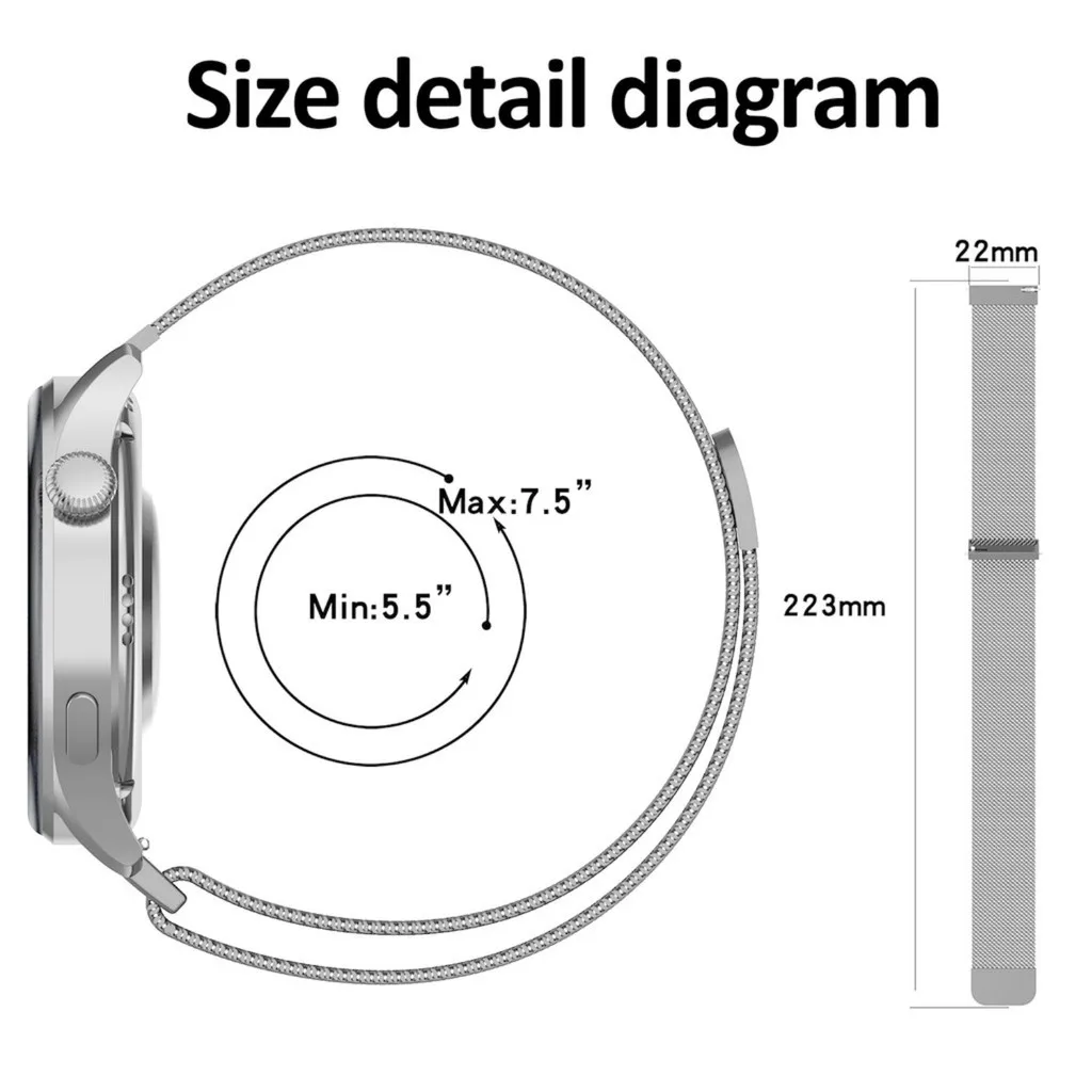 Stainless Steel Milanese Loop Magnetic Mesh Bracelet Band, Breathable Replacement Wristband