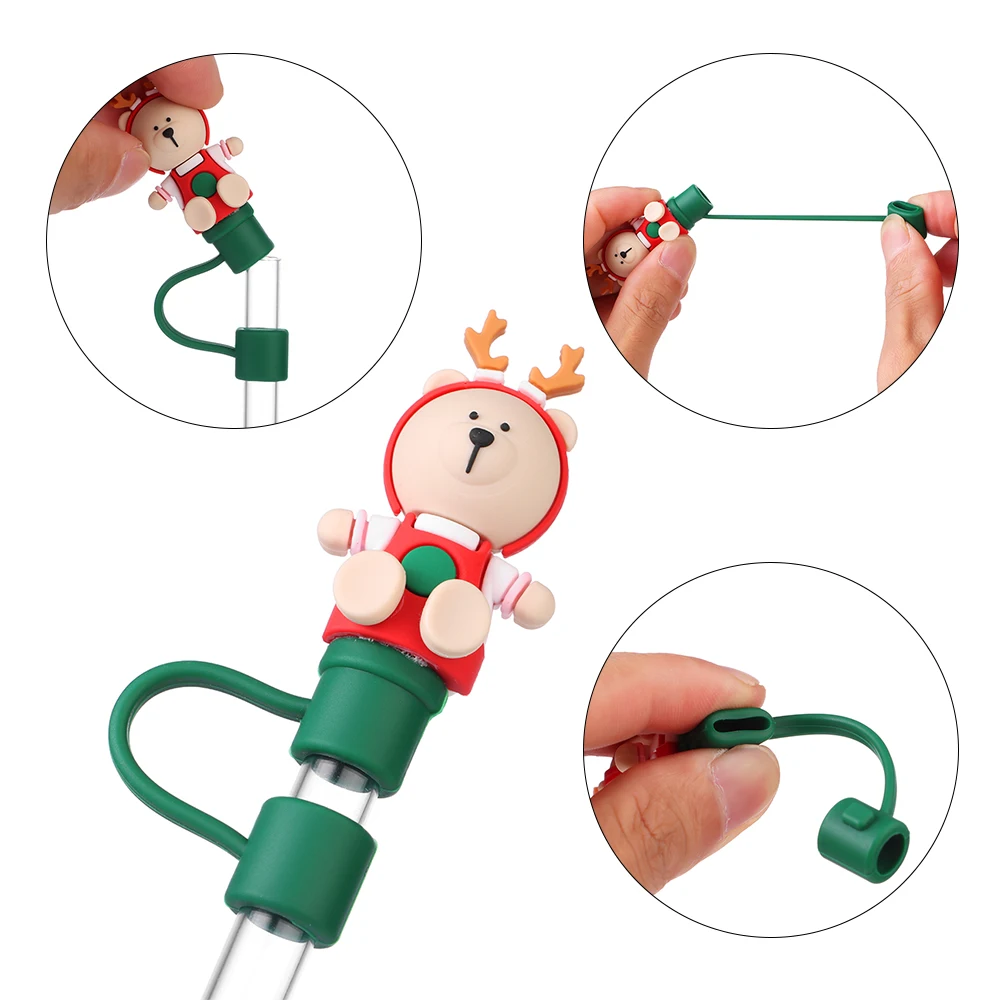 1 PC Creative Silicone Straw Plug Reusable Dust-proof Splash Drinking Dust Cap Straw Tips Cover Cup Accessories