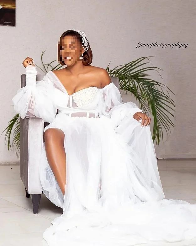 Beaded Bride Robes for Wedding Crystal African Customized Side Split Bridal Shower Sleepwear Dresses - Image 2