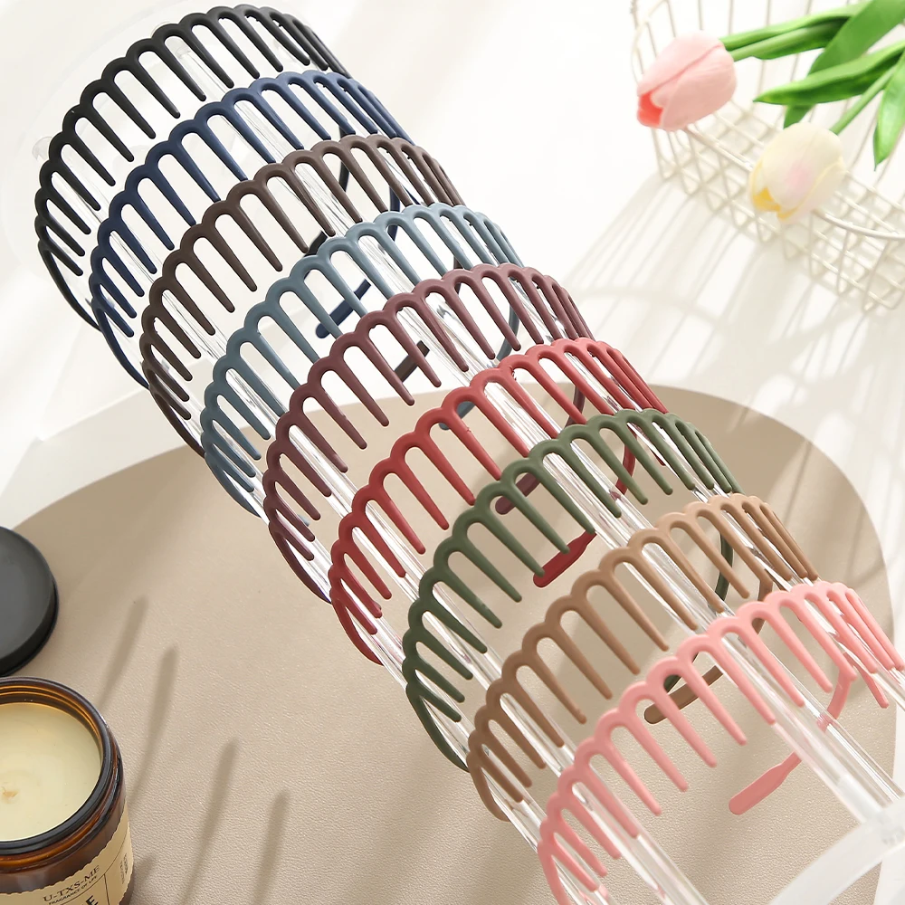 DonLeeving 4 stuks plastic tandenhaar kam hoofdband, comfortabele golvende getande haarband, harde hoofdbanden voor vrouwen mannen meisjes, 4 stijlen