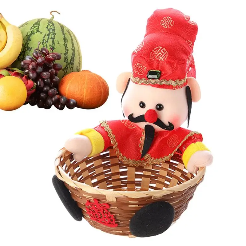 

Wealth Doll Design Fruit Bowl Basket Multi Purpose Storage Basket Cute Cartoon Snack Basket For Desktop Home Decor Ornaments
