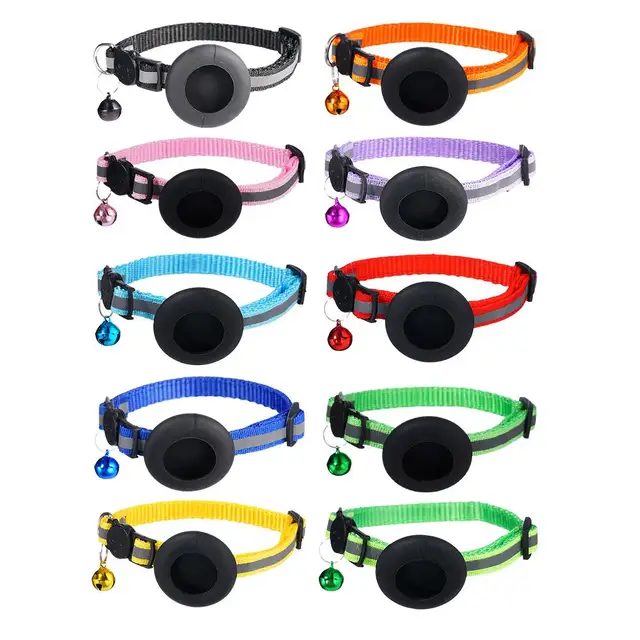 Anti-Lost Cat Collar for Airtag GPS Tracker Protective Case With Bell Reflective Cats Necklace Kitten Accesories Pet Products Anti-Lost Cat Collar for Airtag GPS Tracker Protective Case With Bell Reflective Cats Necklace Kitten Accesories Pet Products