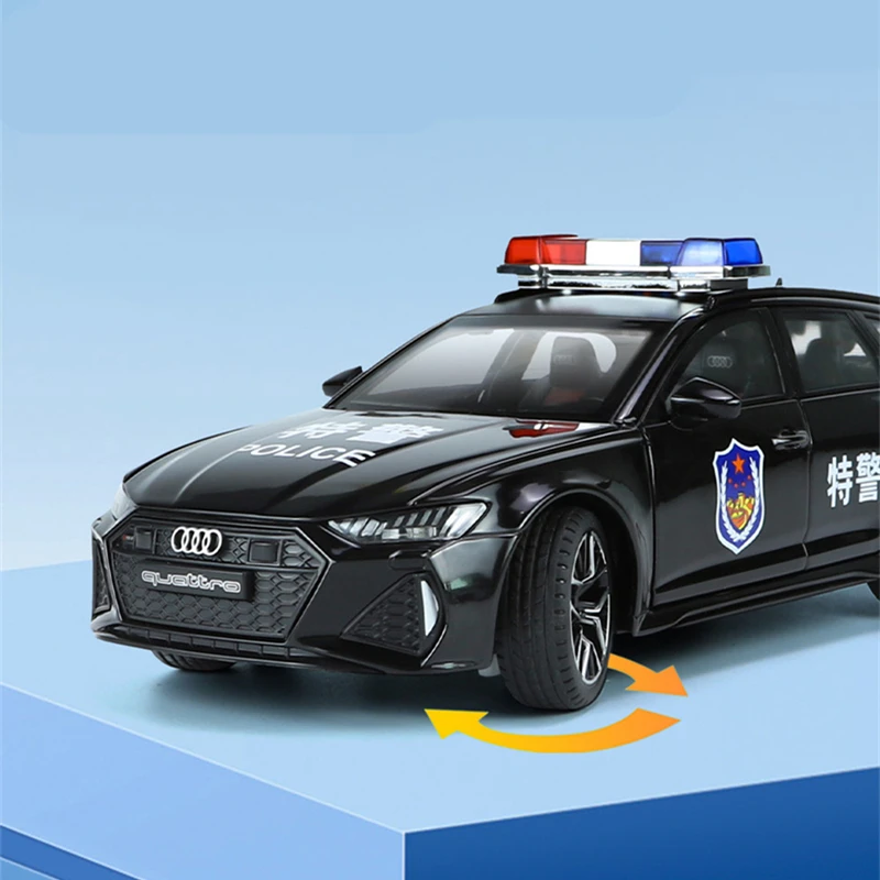 1/24 Audi RS6 Avant Station Wagon Alloy Car Model Diecasts Metal Toy Police Vehicles Car Model Simulation Sound Light Kids Gifts