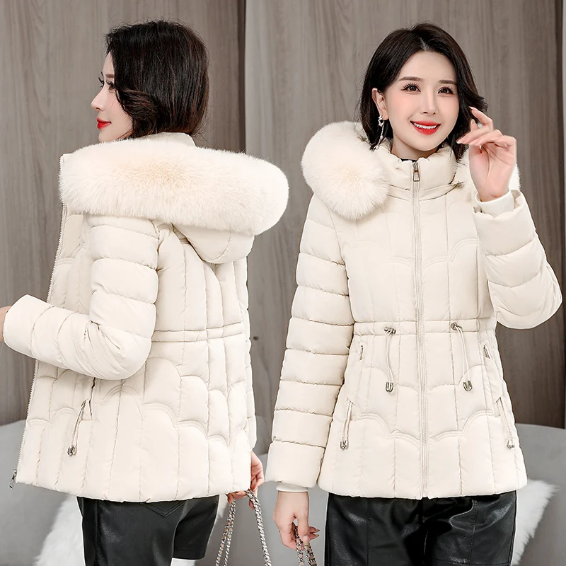 Winter 2024 New Down Jacket Women Parkas Fashion High-Quality Warm Cotton Padded Coat Ladies Short Overcoat Hooded Overwear Tops 2