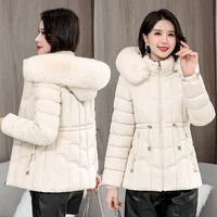 Winter 2024 New Down Jacket Women Parkas Fashion High-Quality Warm Cotton Padded Coat Ladies Short Overcoat Hooded Overwear Tops 2