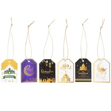 

48pcs Eid Mubarak DIY Hangtag Muslim Islam Festival Party Packing Gift Bag Box Decoration Ramadan Hanging Decoration Supplies