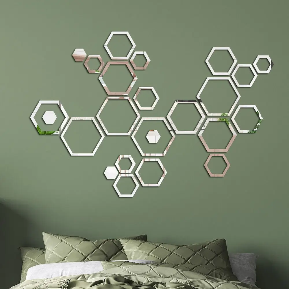 

Hexagon 3D Mirror Wall Stickers Living Room Bedroom Creative Self Adhesive Decoration Honey Comb Waterproof Stickers Home Decor