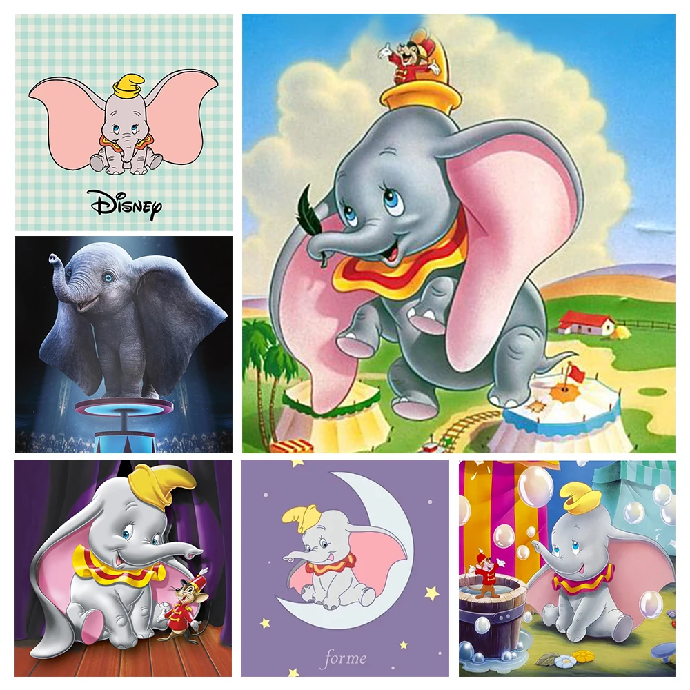 

Diamond Painting Full Round Disney Rhinestone Inlaid Embroidery Dumbo 5D DIY Mosaic Rhinestone Cross Stitch Art Decor Gift