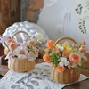 20cm Waterproof Woven Flower Basket Storage Basket with Handle Handmade Multi-functional Perfect Gifts Rattan Home Wedding Decor 1