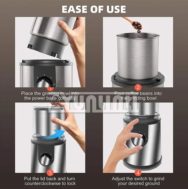 Electric Coffee Bean Grinder Multifunctional Powder Grain Grinding Machine  Stainless Steel Moledor De Cafe - AliExpress