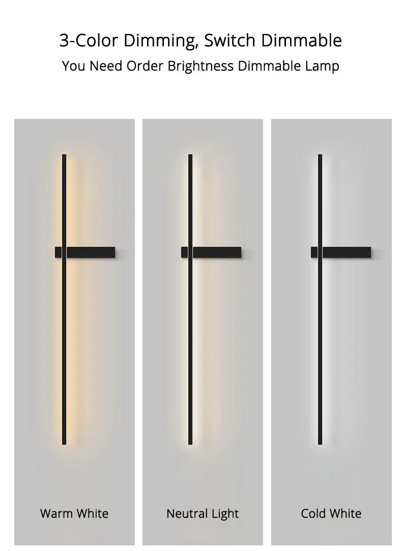 Description Picture 3 of itemLong strip wall lamp bedroom bedside lamp modern minimalist wall lamp living room TV background grille line wall lamp