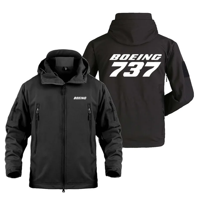 

Military Outdoor Boeing 737 SoftShell Jacket for Men Fleece Warm Multiple Pockets Zipper Hooded Man Coat Jacket New 2022 Clothes
