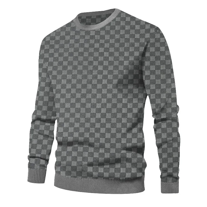 Winter Neue Karierte Pullover Rundhals Botto männer Mantel Mode Kleine Check Waffel Jugend Rundhals Jacquard Check Hoodie – Detail 17