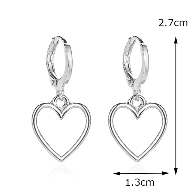 Trend Asymmetric Hollow Heart Earrings for Women 2021 Beautiful Girl Cute Party Jewelry Korean Yellow Blue Stdu Earrings Hollow Silver-678