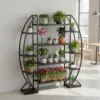 25299-4831Ed.jpg indoor flower pot stand with curved 8 tiered metal plant shelf