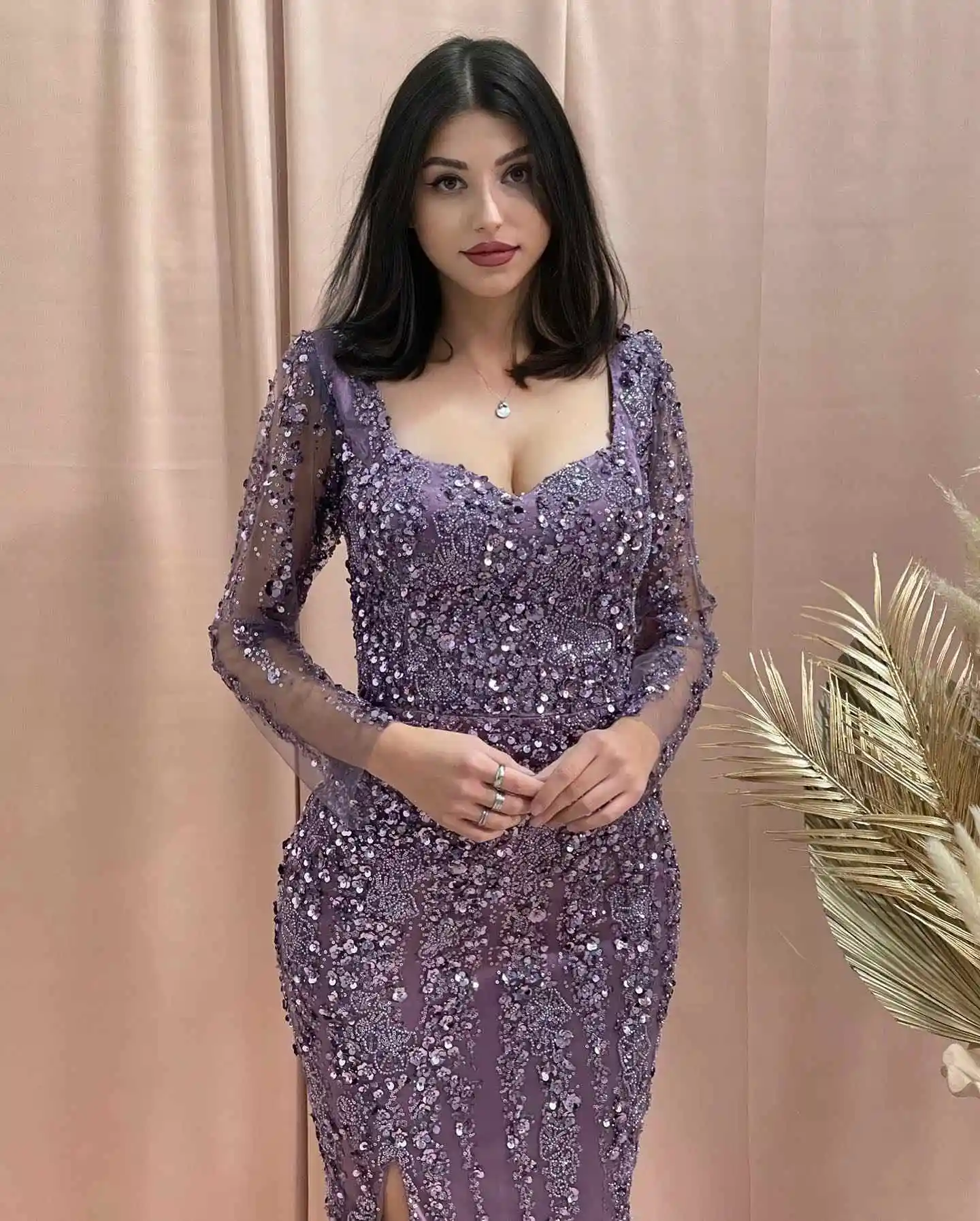 Enchanting And Elegant Cocktail Dresses Sweetheart Appliques Beading High fork Sequined Brush Train Formal Dress Made