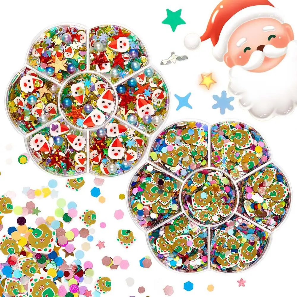 

Santa Claus Love Heart Christmas Tree Heart Nail Art Sequins Christmas Nail Decorations Snowflake Nails Flakes Slice