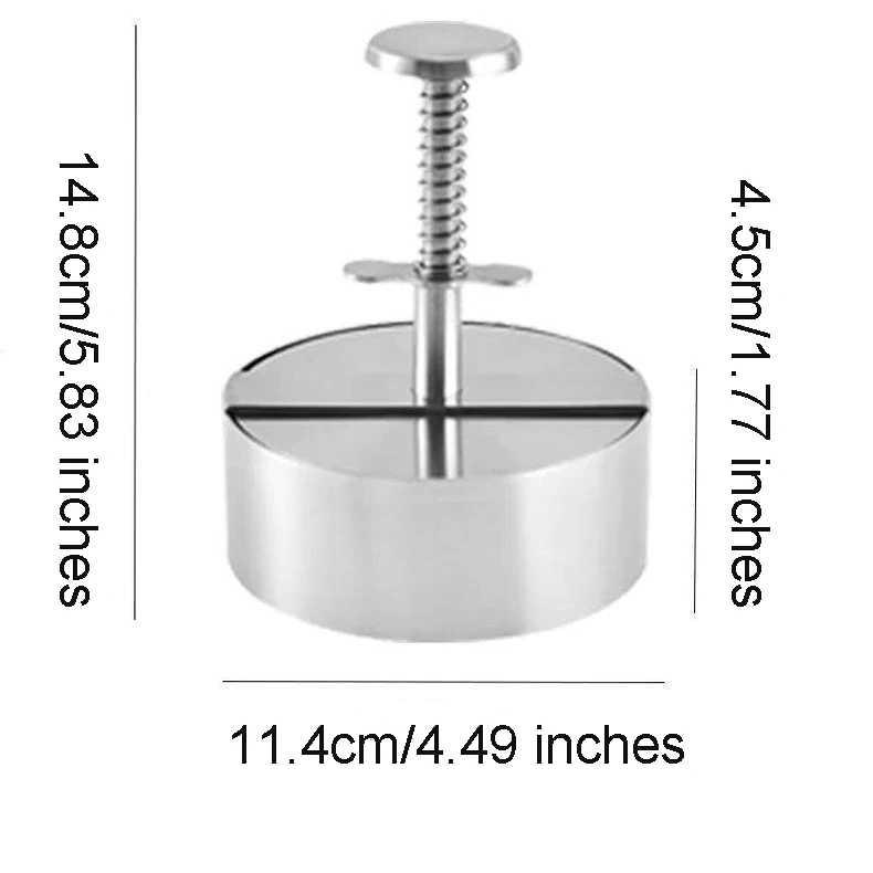 Burger Press Round Shape Stainless Steel Non-Stick Adjustable Hamburger Patty Maker Patty Making Mold Kitchen Tool