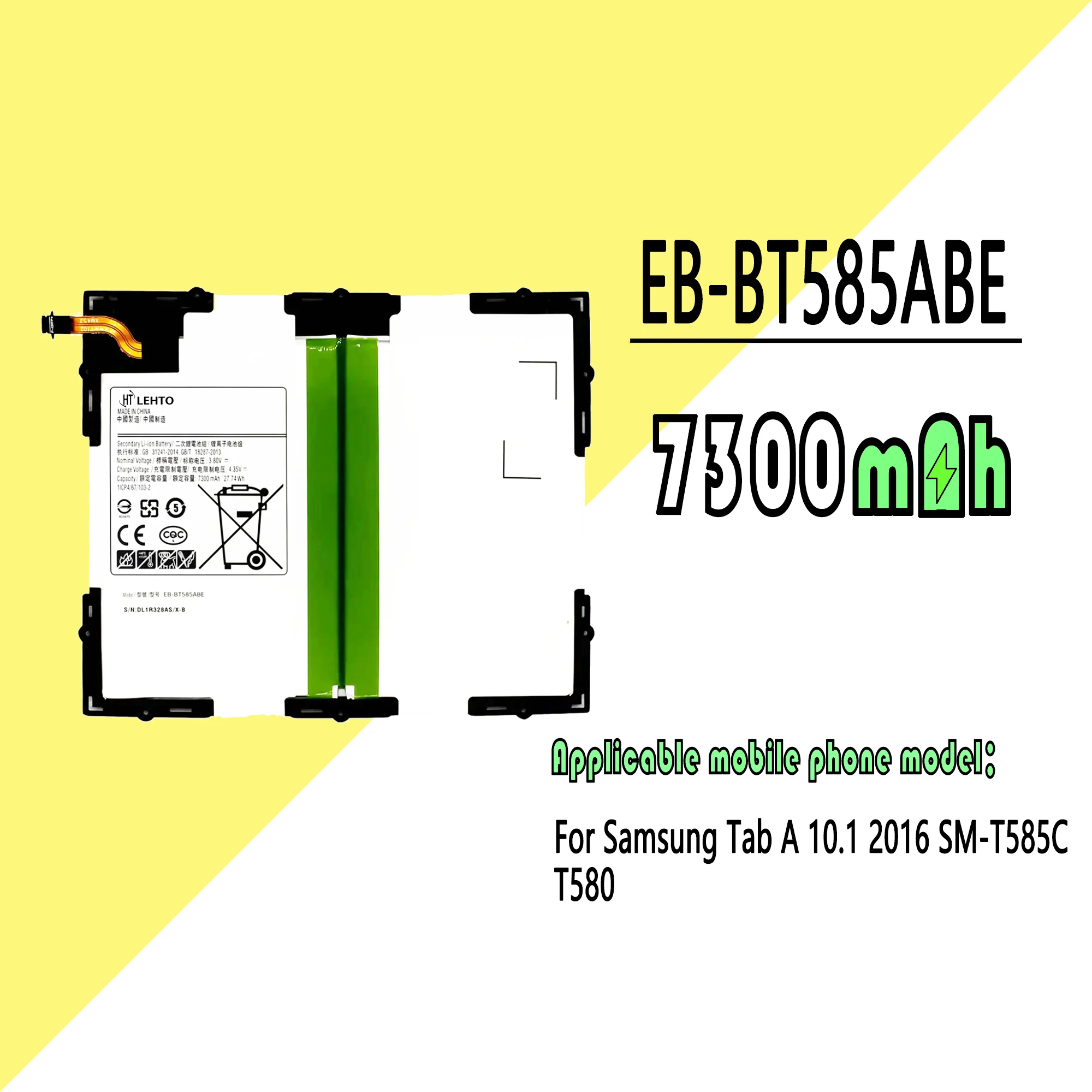 

EB-BT585ABE Battery For Samsung Tab A 10.1 2016 / T580 SM-T585C T585 T580N Capacity Tablet Batteries