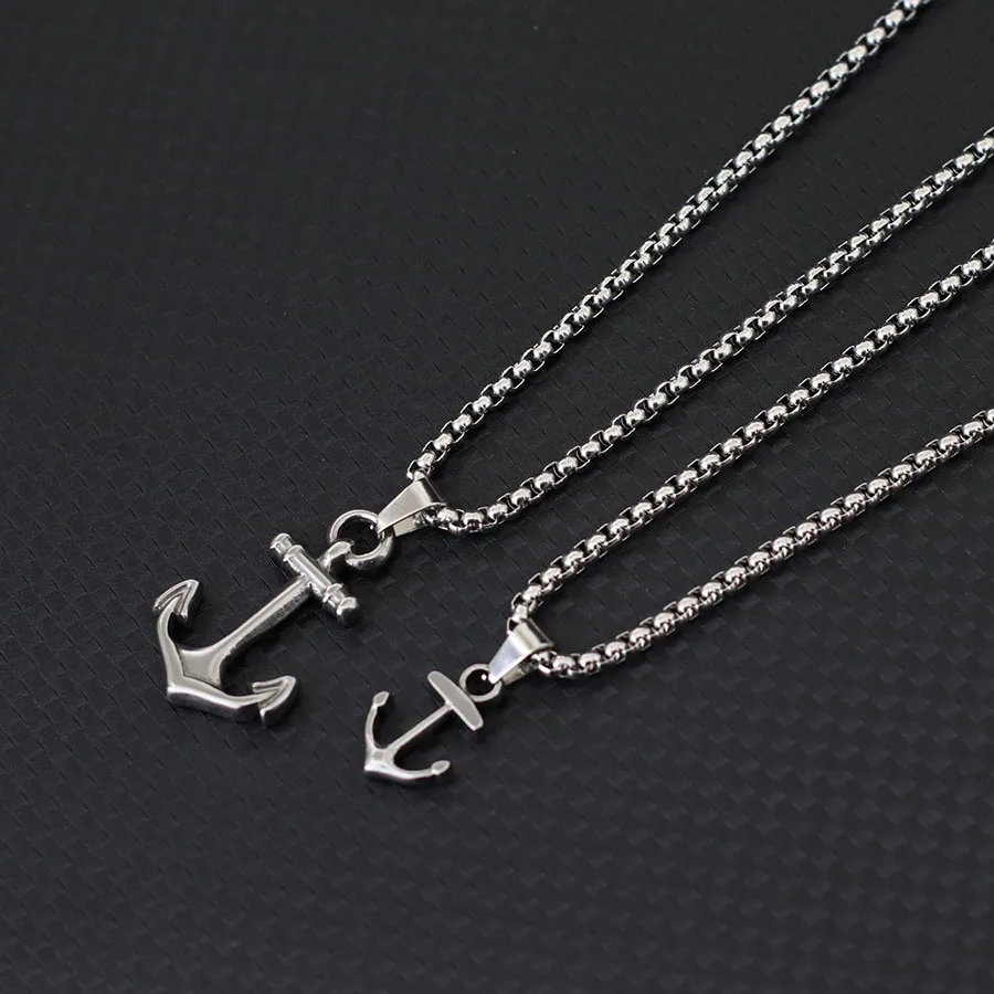 Stainless Steel Anchor Skull Necklace for Men