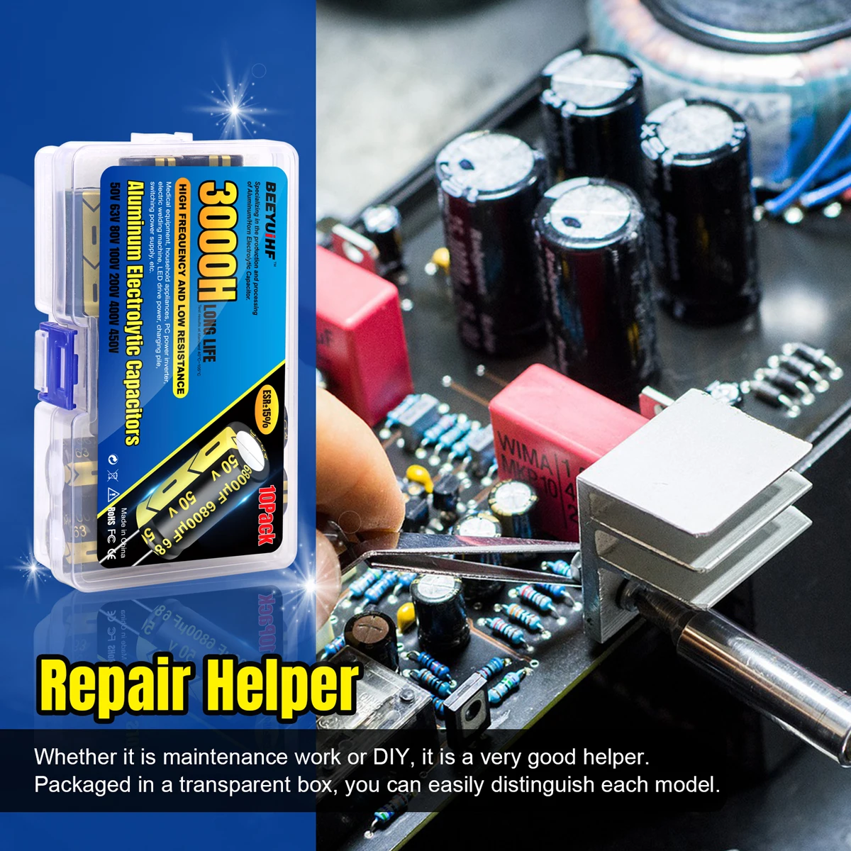 10Pcs JCCON 4700uF 63V Aluminium-elektrolytkondensator Kit 63V4700UF 22x40 Hochfrequenz Niedrigen ESR Kondensatoren sortiment Box Kits – Detail 7