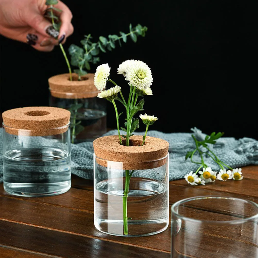 Glass Vase Hydroponic Plant Small Vase Nordic Tabletop Simple Green Plant Container Mini Bottle Flower Vases Home Decor Ornament
