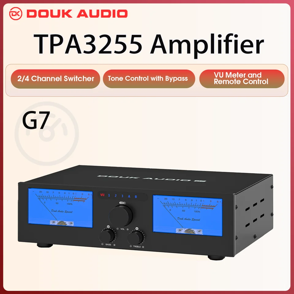 Douk Audio H7PRO HiFi Class D TPA3255 Balanced XLR Amplifier Digital Stereo Home Power Amp With VU Meter 300W×2 - 44 - View #6
