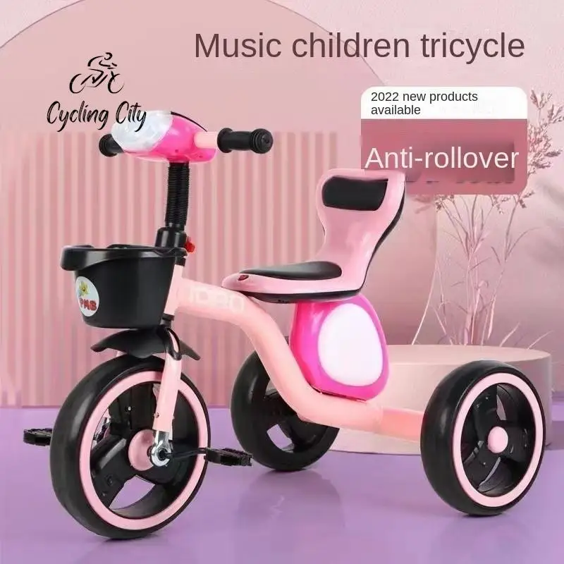 Children's Tricycles 2-7 Year Old Baby Bicycles Children's Bicycles Lighting Music Cars Stable Non Overturning Suitable For Kid