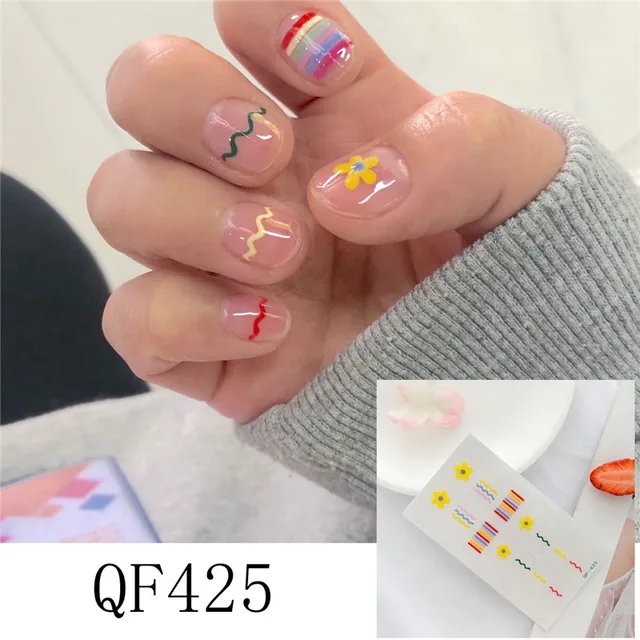 Lamemoria14tips Nail Stickers New Product Full Coverage 3D Summer Complete Nail Decals Waterproof Self-adhesive DIY Manicure QF425