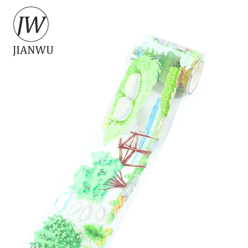 JIANWU 70mm * 200cm 빈티지 봄 식물 집 풍경 재료 콜라주 스크랩북 PET 테이프 크리 에이 티브 DIY 저널 문구