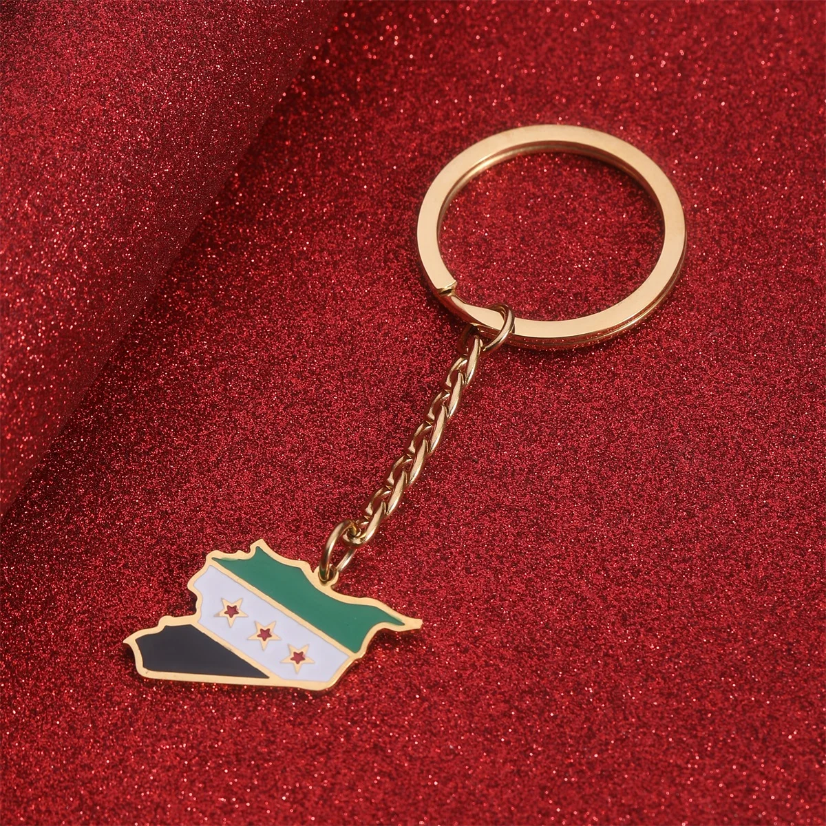 Syria Map With Flag Keychain Jewelry Syria Map Jewelry 3