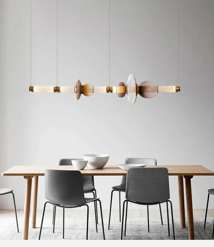 Description Picture 2 of itemNordic French Modern Light Luxury Chandelier Staircase Restaurant Bedroom Room Decoration LED Colored Glass Tube Pendant Lights