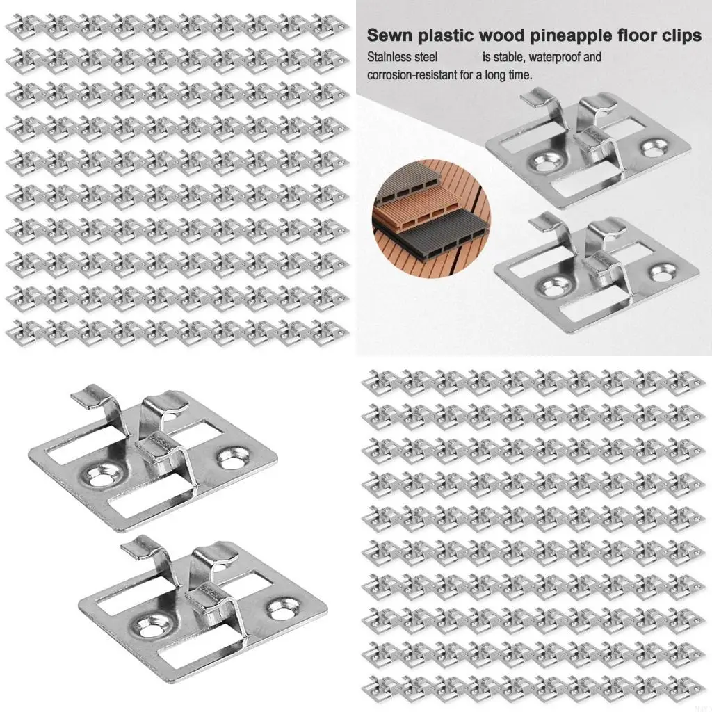 100 ชิ้นที่ซ่อนอยู่ด้านนอกคอมโพสิตคลิปคลิปคลิปยึดยึดยึดยึดสำหรับพื้นกลางแจ้งง่ายต่อการติดตั้ง M4YD 1