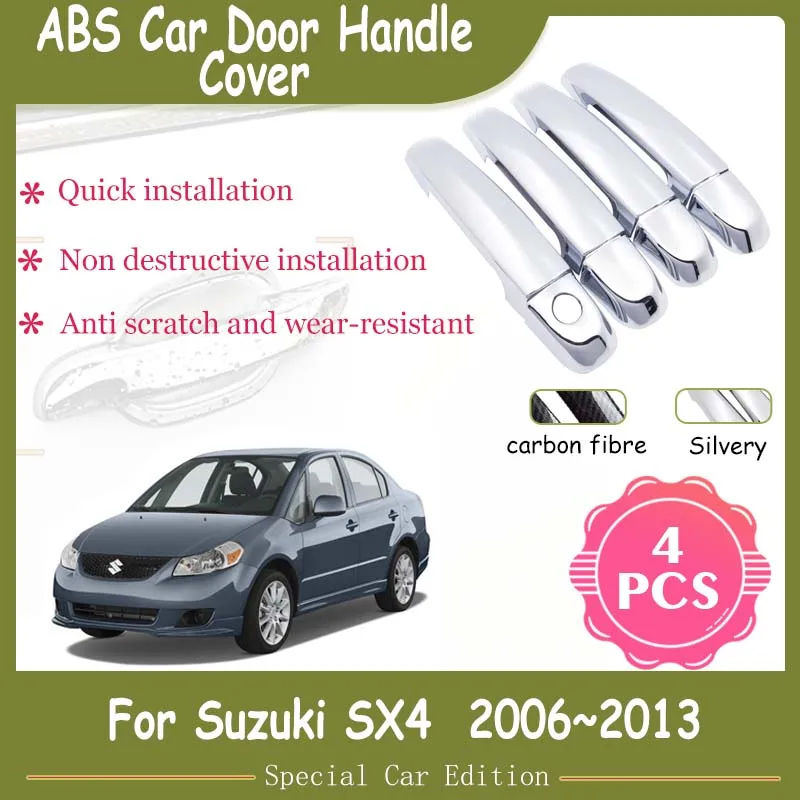 

For Suzuki SX4 Fiat Sedici Maruti 2006~2013 2009 Carbon Fiber Chrome Smart Door Handle Cover Car Protective Accessories Stickers