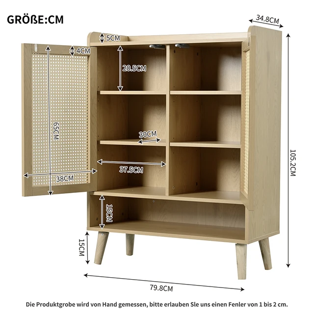 KOMHTOM Natural Rattan Shoe chest of drawers